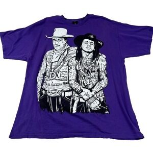Lil Wayne John Wayne Upper Playground T Shirt Men XL Purple Rapper Tattoo Cowboy